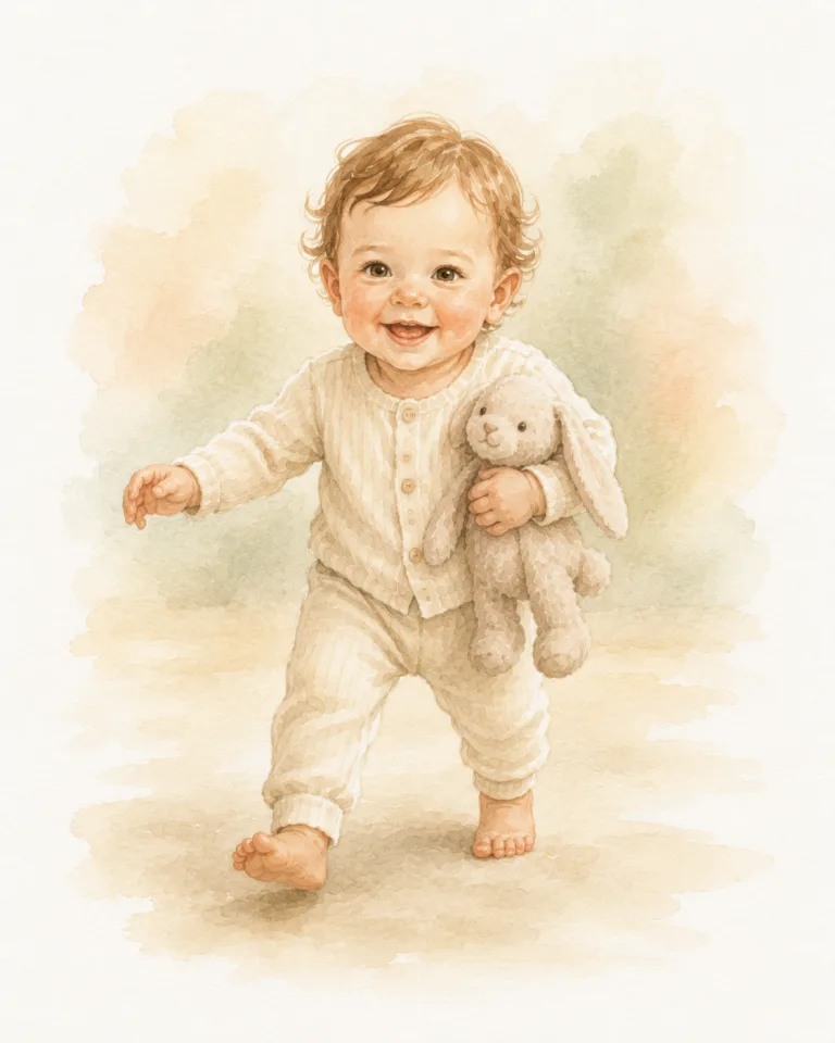 Child with teddy from the April 2026 Story